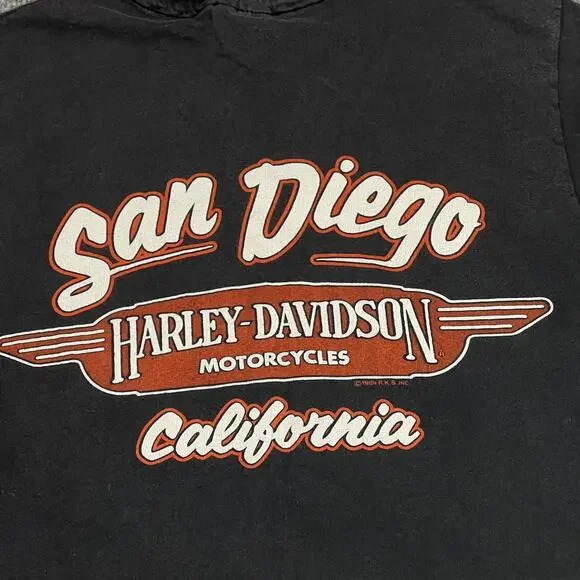 Vintage Hanes Harley-Davidson Shirt Mens Medium Black Milwaukee Iron Eagle 1984 - Picture 3 of 10